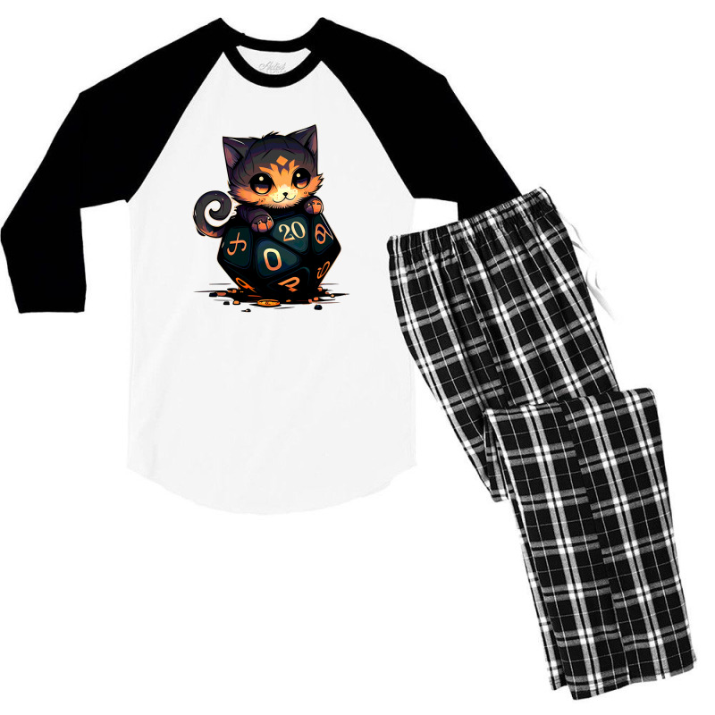 Dice Tou Chibi Cat Blue Men's 3/4 Sleeve Pajama Set | Artistshot