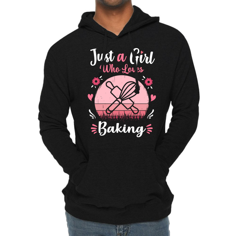 Just A Girl Who Loves Baking Pink Retro Vintage Gi Lightweight Hoodie by gorjejezlomx | Artistshot