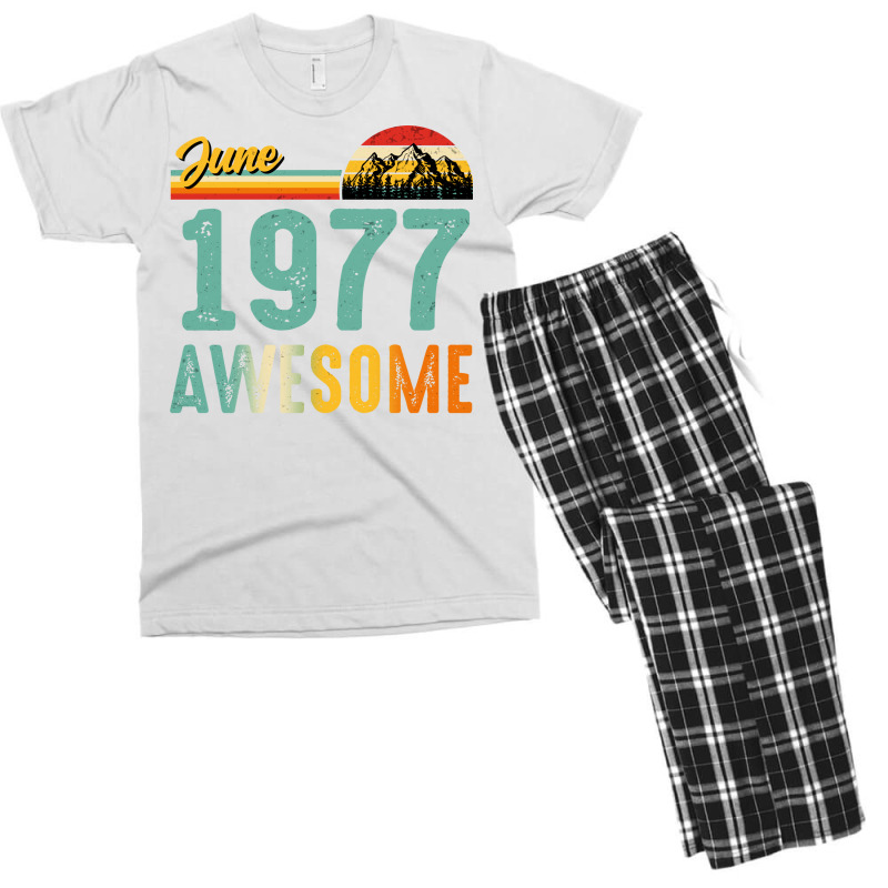 June 1977 Birthday Gift  Vintage June 1977 Awesome Men's T-shirt Pajama Set | Artistshot