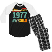 June 1977 Birthday Gift  Vintage June 1977 Awesome Men's 3/4 Sleeve Pajama Set | Artistshot