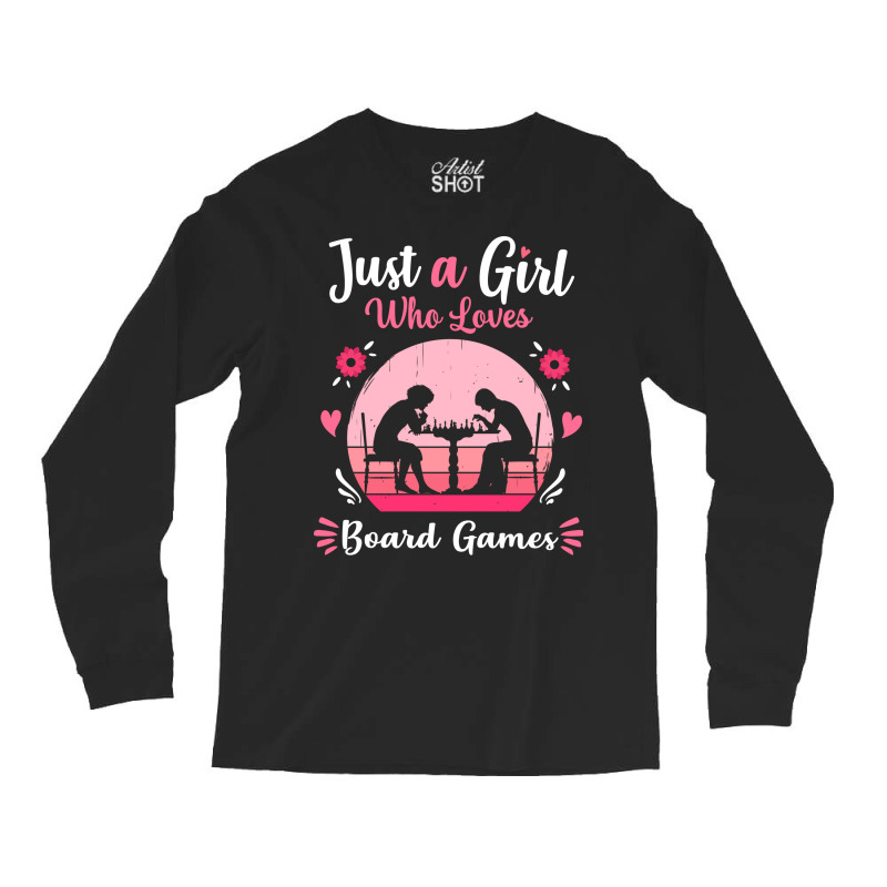 Just A Girl Who Loves Board Games Pink Retro Vinta Long Sleeve Shirts | Artistshot