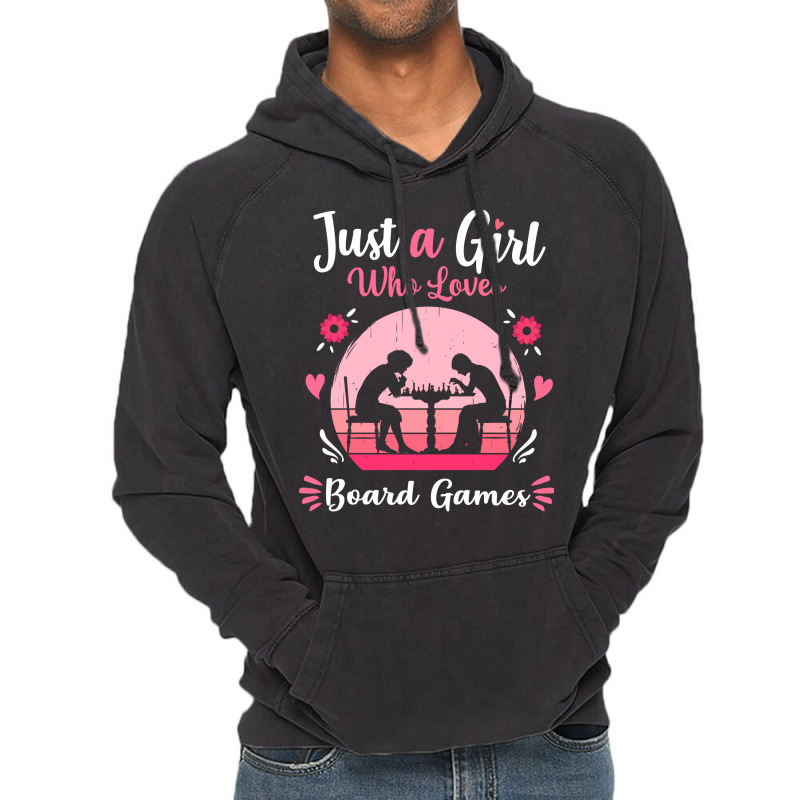 Just A Girl Who Loves Board Games Pink Retro Vinta Vintage Hoodie | Artistshot