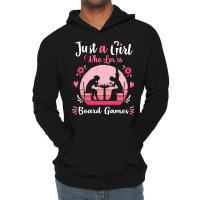 Just A Girl Who Loves Board Games Pink Retro Vinta Lightweight Hoodie | Artistshot