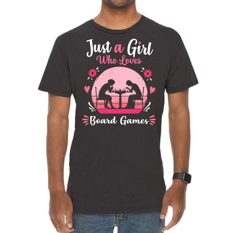 Just A Girl Who Loves Board Games Pink Retro Vinta Vintage T-shirt | Artistshot