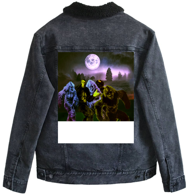 A Big Walk Under The Moon Red Unisex Sherpa-lined Denim Jacket | Artistshot