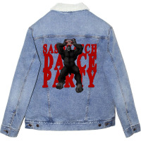 Sasquatch Dance Party Girl Unisex Sherpa-lined Denim Jacket | Artistshot