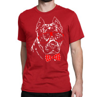 Cute American Pitbull Terrier Dog Portrait Stars N Classic T-shirt | Artistshot