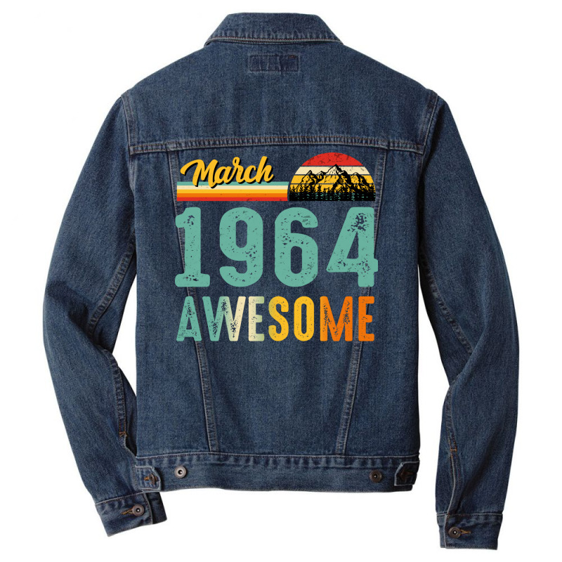 March 1964 Birthday Gift  Vintage March 1964 Aweso Men Denim Jacket | Artistshot