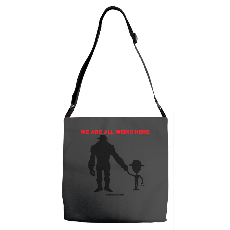 We Are All Weird Here Yellow Adjustable Strap Totes | Artistshot