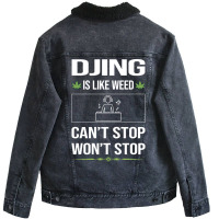 Funny Cant Stop Djing Dj Disc Jockey Deejay Blue Unisex Sherpa-lined Denim Jacket | Artistshot