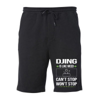 Funny Cant Stop Djing Dj Disc Jockey Deejay Blue Fleece Short | Artistshot