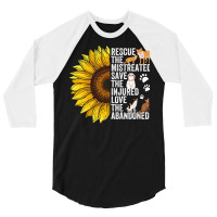 Dog Rescue Sunflower Rescue The Mistreated Nostalg 3/4 Sleeve Shirt | Artistshot