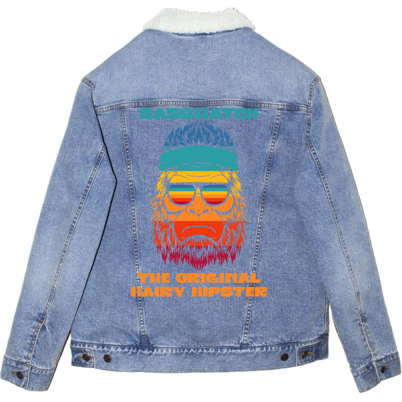 Sasquatch The Original Hairy Hipster Retro Vintage Unisex Sherpa-lined Denim Jacket | Artistshot