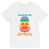 Sasquatch The Original Hairy Hipster Retro Vintage V-neck Tee | Artistshot