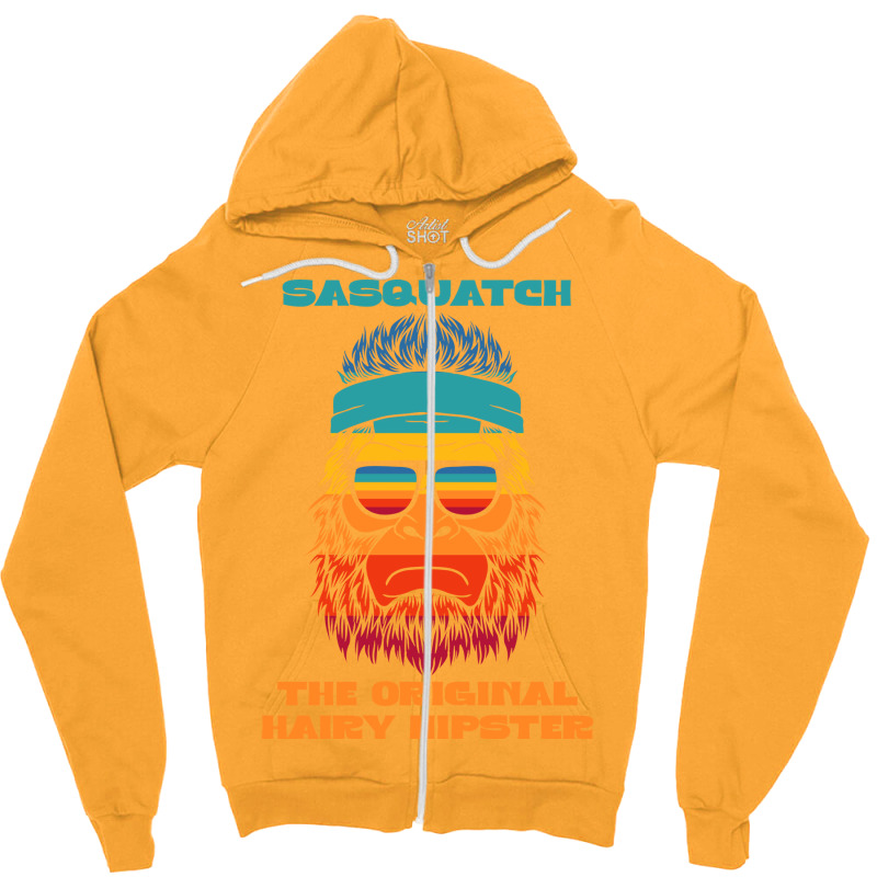 Sasquatch The Original Hairy Hipster Retro Vintage Zipper Hoodie | Artistshot