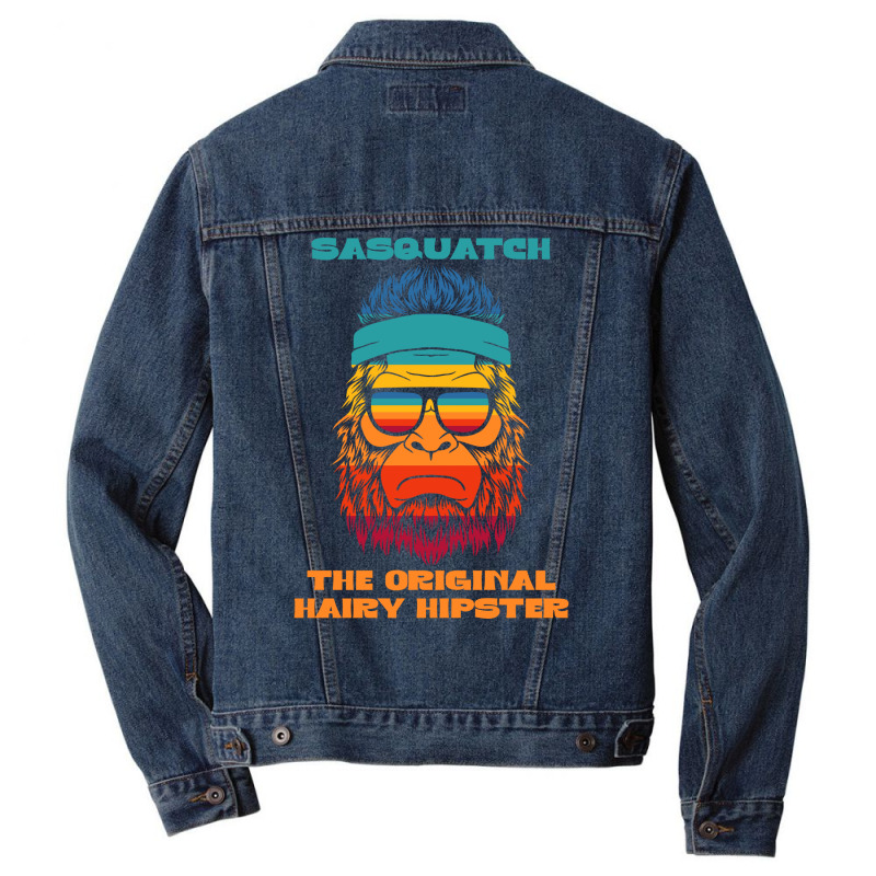 Sasquatch The Original Hairy Hipster Retro Vintage Men Denim Jacket | Artistshot