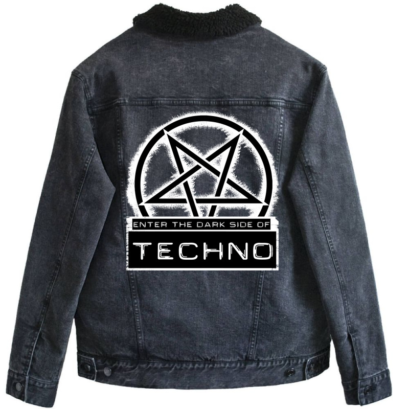 Dark Side Of Techno White Humor Unisex Sherpa-lined Denim Jacket | Artistshot