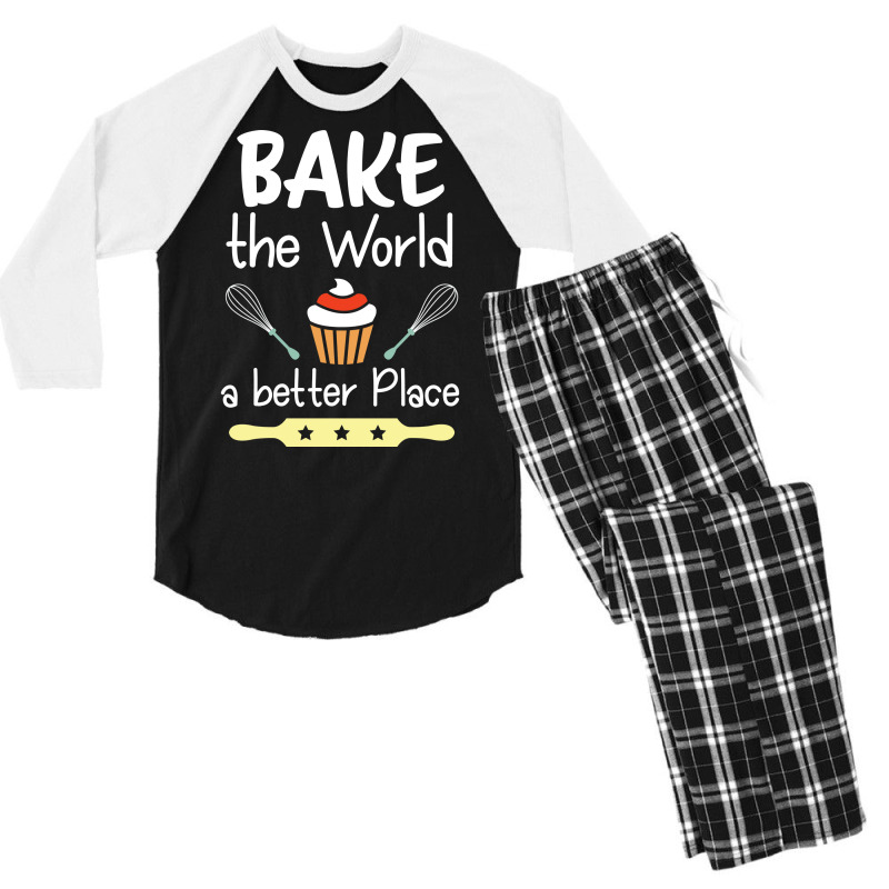 Baking Bake The World A Better Place Men's 3/4 Sleeve Pajama Set | Artistshot