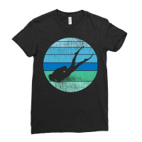 Diver Retro Sunset Scuba Diving Diver Hippie Ladies Fitted T-shirt | Artistshot