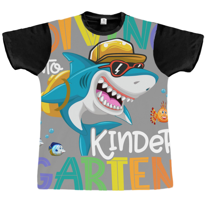 Diving Into Kindergarten Shark Backpack Back To Sc Graphic T-shirt by civileromeah | Artistshot