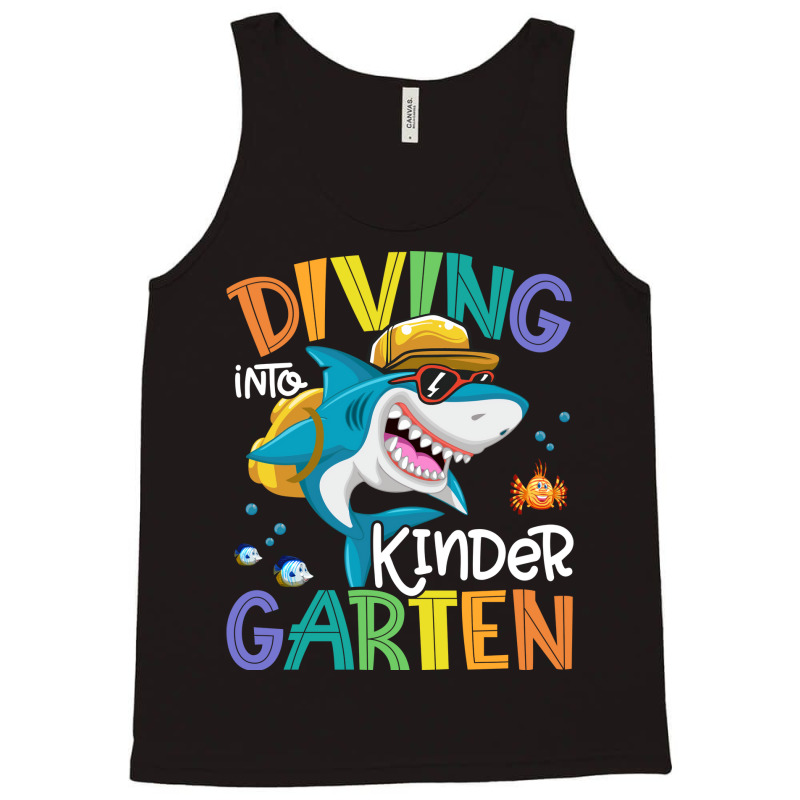 Diving Into Kindergarten Shark Backpack Back To Sc Tank Top by civileromeah | Artistshot