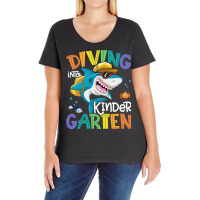 Diving Into Kindergarten Shark Backpack Back To Sc Ladies Curvy T-shirt | Artistshot