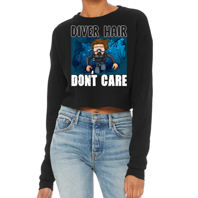 Diver Hair Dont Care Scuba Diving Diver Girl Cropped Sweater by nossyhinzent | Artistshot