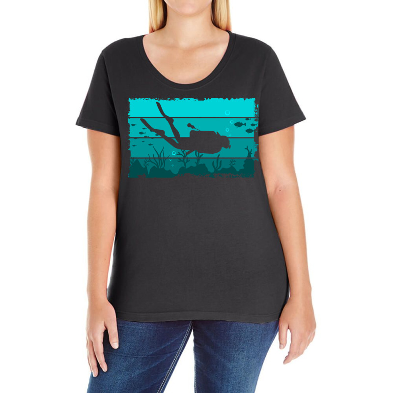 Diver Scuba Diving Diver Blue Ladies Curvy T-Shirt by nossyhinzent | Artistshot