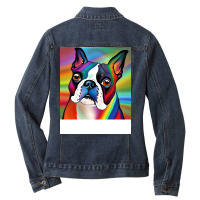 Boston Terrier Rainbow Painting Trending Boy Ladies Denim Jacket | Artistshot