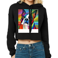 Boston Terrier Rainbow Painting Trending Boy Cropped Hoodie | Artistshot