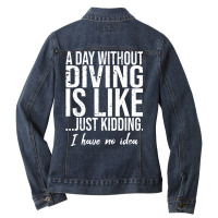 Diving Funny Sports Gift Idea Retro Ladies Denim Jacket | Artistshot