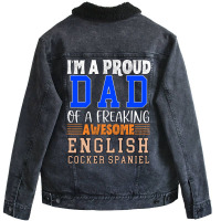 Im A Proud Dad Of A Freaking Awesome English Cocke Unisex Sherpa-lined Denim Jacket | Artistshot