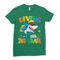 Diving Into 2nd Grade Shark Backpack Back To Schoo Ladies Fitted T-shirt | Artistshot