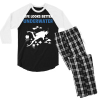 Life Looks Better Underwater Diving Diver Yellow 7 Men's 3/4 Sleeve Pajama Set | Artistshot