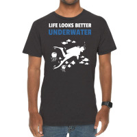 Life Looks Better Underwater Diving Diver Yellow 7 Vintage T-shirt | Artistshot