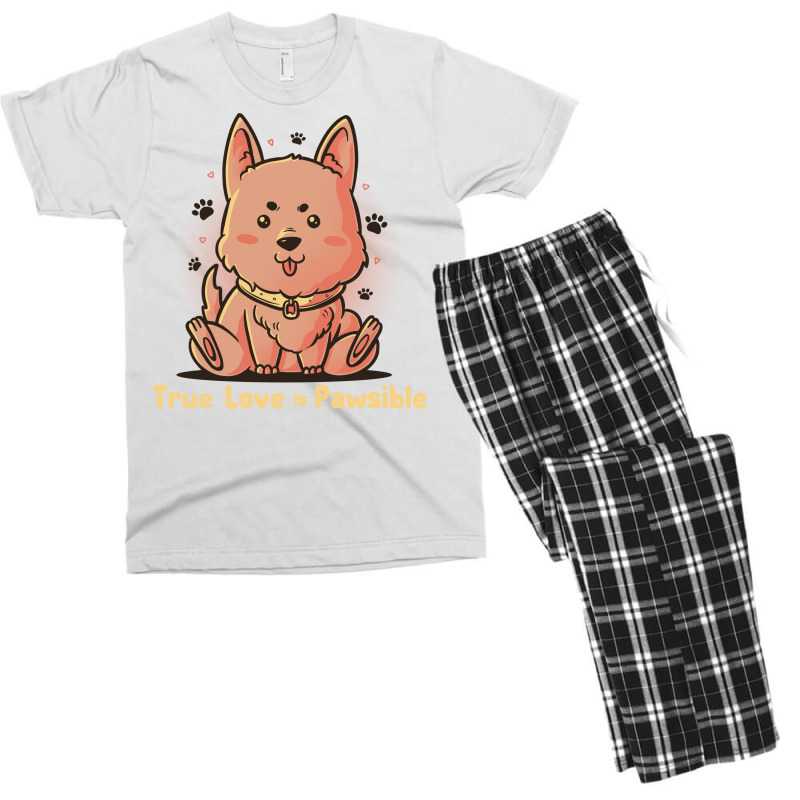 True Love Is Pawsible Dog Pet Lover Gift Girl Musi Men's T-shirt Pajama Set | Artistshot