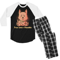 True Love Is Pawsible Dog Pet Lover Gift Girl Musi Men's 3/4 Sleeve Pajama Set | Artistshot