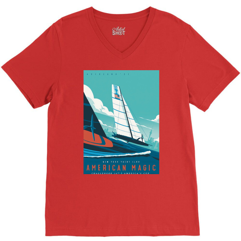 America's Cup   American Magic Poster   Auckland 2 V-Neck Tee by deakinlathena | Artistshot