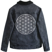 Flower Of Life   Sacred Geometry   Harmony & Balan Unisex Sherpa-lined Denim Jacket | Artistshot