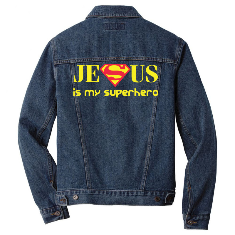 Jesus Is My Superhero Men Denim Jacket | Artistshot