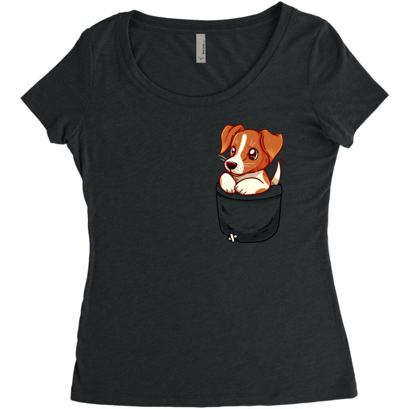 Pocket Cute Jack Russell Terrier Women's Triblend Scoop T-shirt by whileyhewattz | Artistshot