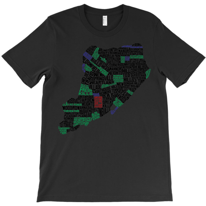 Staten Island New York Typographic Map T-shirt | Artistshot