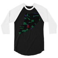 Staten Island New York Typographic Map 3/4 Sleeve Shirt | Artistshot