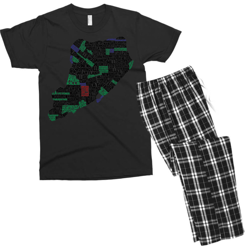 Staten Island New York Typographic Map Men's T-shirt Pajama Set | Artistshot