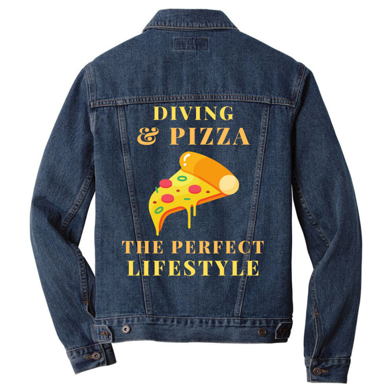 Diving And Pizza Lifestyle Travel Men Denim Jacket | Artistshot