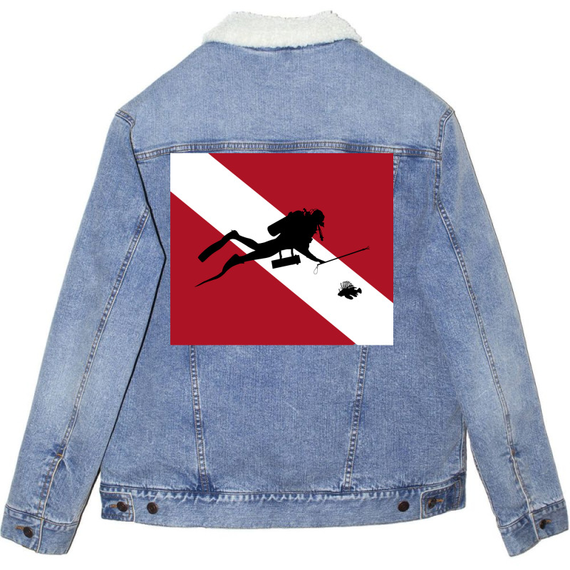 Caribbean Lionfish Hunter Girl Unisex Sherpa-lined Denim Jacket | Artistshot