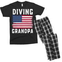 Diving Grandpa American Flag July 4th Hippie Men's T-shirt Pajama Set | Artistshot