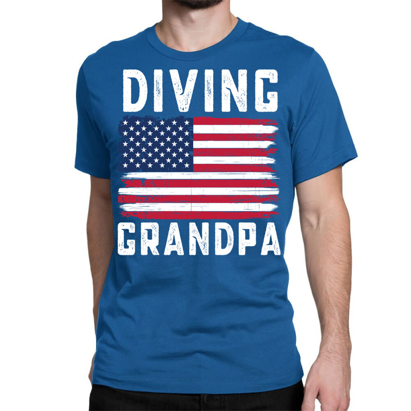 Diving Grandpa American Flag July 4th Hippie Classic T-shirt | Artistshot