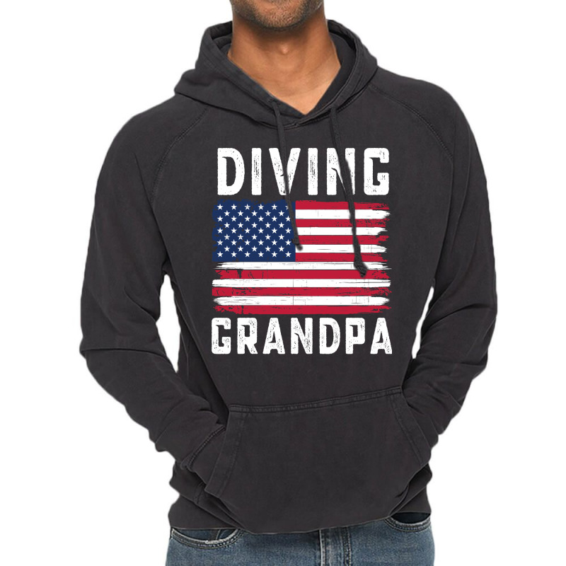 Diving Grandpa American Flag July 4th Hippie Vintage Hoodie | Artistshot