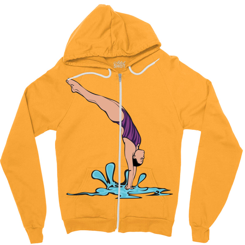 Diving Diver Yellow Zipper Hoodie | Artistshot